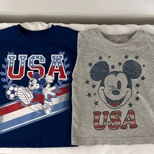 Disney USA Mickey Mouse Kids Tees - Navy & Heather Gray